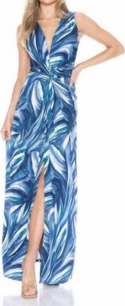 Ariella Twist Front Maxi Dress In Blue