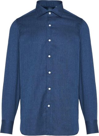 Finamore Camicia con finitura in rilievo - Blu