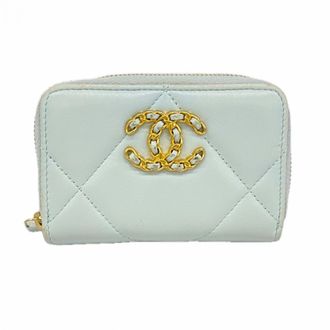 Chanel Sky Blue Leather Coin Purse/Coin Case (Pre-Owned)