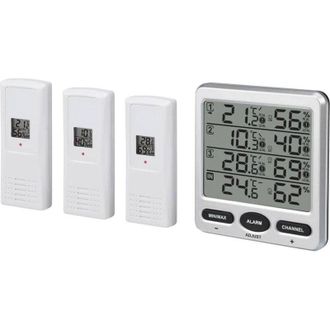 OEM Termohigr&oacute;metro Inal&aacute;mbrico Para Interiores Y Exteriores Con Pantalla Lcd Digital, 433 Mhz, 8 Canales, Tres Sensores Remotos Y Alarmas De Confort De H