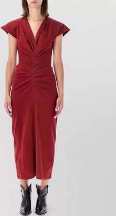 Isabel Marant cotton draped v-neck short-sleeve midi dress