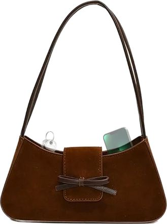 Generic Frosted Bow Shoulder Bag - Multipurpose Underarm Satchel Bag for Daily Life | Portable PU Leather Shoulder Bags with Adjustable Strap for Commuting, S