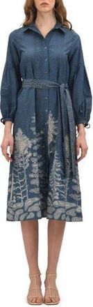 Celina Moon Alicia Midi Shirtdress in Blue/White at Nordstrom Rack, Size X-Large