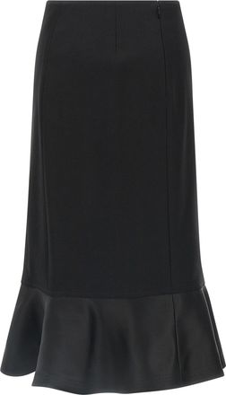 Fendi Womens Black Virgin Wool Midi Skirt