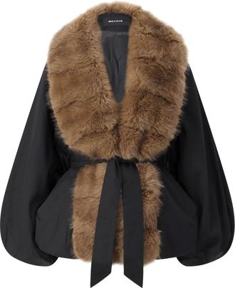 Rotate Faux Fur Riem Jas - Dames - Winterjassen - Zwart - 2XS - Polyester - Jassen