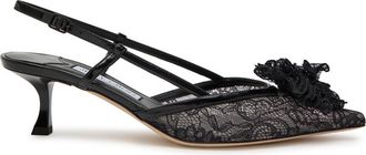 Jimmy Choo London Mimmi 50 Lace Slingback Pumps - Black