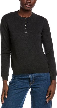 Minnie Rose Cashmere-Blend Henley Sweater