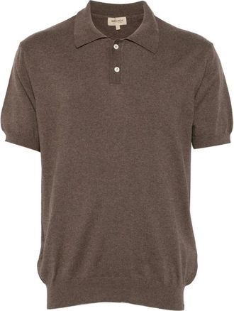 Woolrich Gebreide Polo - Heren - Polos - Bruin - M - Katoen - Tops