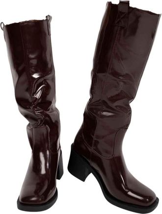 Ikrush Patent Knee High Block Heel Bootscasual Mid Knee High Regular casual