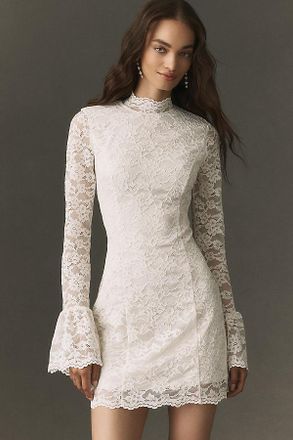 BHLDN Long-Sleeve Lace Mini Dress