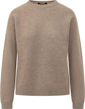 Fabiana Filippi Trui met ronde hals - Dames - Ronde hals truien - Beige - M - Truien & Vesten