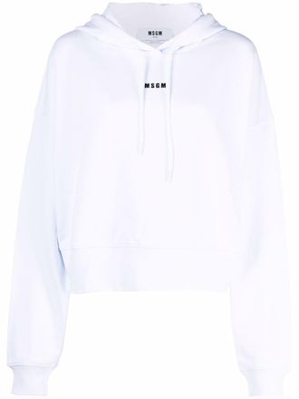 Msgm cropped logo hoodie - White