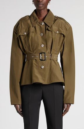 Alexander McQueen Belted Utility Jacket in Woodland Green at Nordstrom, Size 10 Us