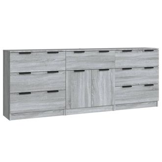 vidaXL Aparador De 3 Piezas Madera Contrachapada Gris Sonoma Vidaxl