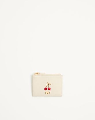 Valentino Garavani Portacarte Cherryfic In Vitello Granato Donna LIGHT IVORY UNI