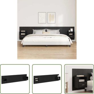 vidaXL vidaXL Archiviazione - Testata con Comodino 3 pcs Rovere Nero Legno multistrato