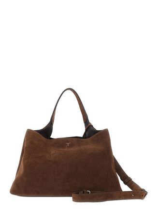Tod's Womens Handbag Suede Brown Calf Leather Handbags Hand Bags