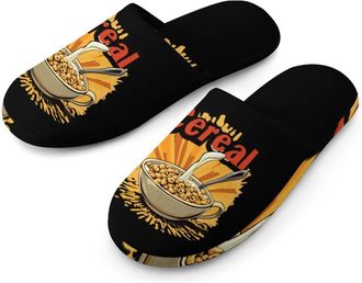 Generic Cereal Cotton Slippers for Men Memory Foam House Slippers Soft Anti-skid Sole Indoor Outdoor Shoes