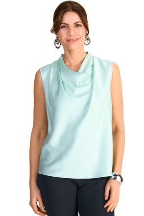 Hermann Lange Shirttop, Damen, Gr. 46, gr&uuml;n (hellgr&uuml;n), Web, Obermaterial: 100% Polyester, HERMANN LANGE COLLECTION, unifarben, bequem taillenlang, Wasserfallaussch