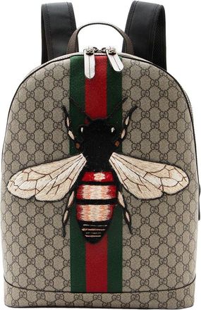 Gucci Beige Gg Supreme Canvas Animalier Bee Backpack (Authentic Pre-Loved)