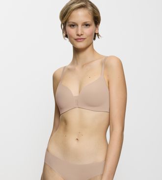 Triumph B&uuml;gelloser BH TRIUMPH Flex Smart P EX, Damen, Gr. 1, N-Gr, beige (soft praline), Microtouch, Obermaterial: 46% Polyester, 35% Polyamid, 19% Elasthan, 