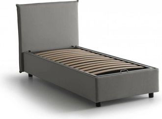 Talamo Italia Talamo Italia - Letto singolo Alder, Letto contenitore con rivestimento in tessuto, 100% Made in Italy, Apertura frontale, adatto per materasso Cm