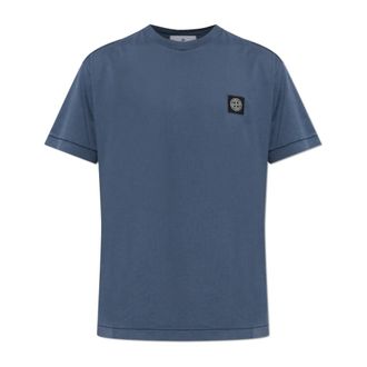 Stone Island Logo T-shirt - Heren - T-shirts - Blauw - 2XL - Katoen - Tops