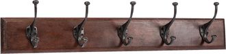 Biscottini International Biscottini - Perchero De La Pared De Madera Maciza Y Hierro Forjado A La Mano Acabado Con Efecto Nogal 76x13x22 Cm