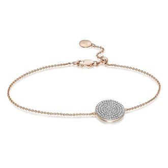Monica Vinader Ava Diamond Disc Bracelet, Rose Gold Vermeil on Silver