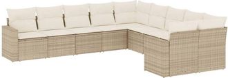 vidaXL Juego De Sof&aacute;s Jard&iacute;n Con Cojines Beige 10 Pzas Rat&aacute;n Sint&eacute;tico Vidaxl
