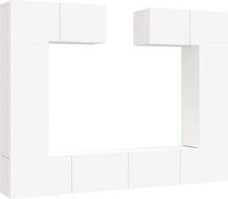 vidaXL 6 Piece TV Cabinet Set White Engineered Wood vidaXL