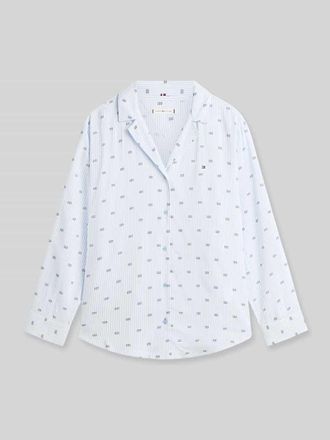 Tommy Hilfiger Pyjamaoberteil mit Logo Print aus Viskose in Hellblau, Gr&ouml;&szlig;e XL