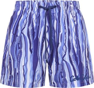Carlo Colucci Swimshort Signature Knit Print - Heren - Strandmode - Blauw - L - Polyester - Badmode