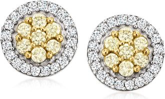 Ross-Simons Yellow and White Diamond Earrings in Sterling Silver