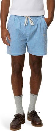 Les Deux Stripe Seersucker Swim Shorts in Palace Blue at Nordstrom, Size Xx-Large