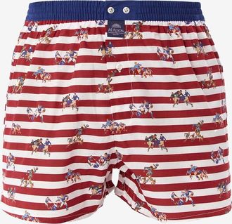 MC Alson Gestreifte Baumwoll-Boxershorts mit Print Rugby