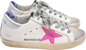Golden Goose Super-Star Sneakers in White Leather