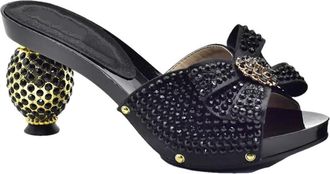 Generic Womens Shoes and Bag Set Stiletto High Heel Slip On Shoes Matching Full Rhinestone Flower Evening Handbag