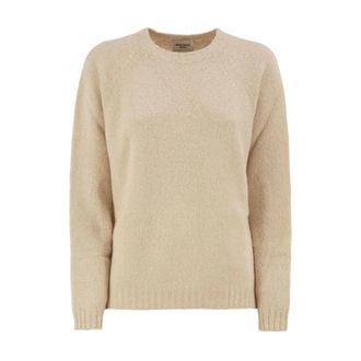 Max Mara Trui met ronde hals en raglanmouwen - Dames - Ronde hals truien - Beige - L - Katoen - Truien & Vesten
