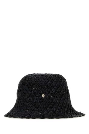 Helen Kaminski Womens Black Raffia Rio Bucket Hat Charcoal Exterior: Cappelli E Fasce Per Capelli