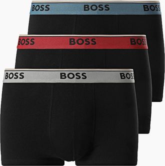 HUGO BOSS Mens Boss 3P Power Trunk Boxer Briefs Grey/Blue/Red - Black - Size: 32/38