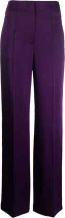 Alberta Ferretti pleat-detail straight-leg trousers - women - Viscose/Acetate/Acetate/Cupro - 46 - Purple