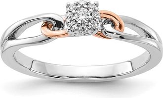 Diamond2Deal 14k Two-tone Lab Grown Diamond Wedding Band Ring 1/10Ct Clarity- VS Color- G-H