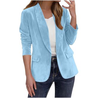 Generic Womens Faux Suede Jacket Ladies Blazer Suit Elegant Open Front Cardigan Classic Lapel Long Sleeve Dressy Suit Jacket Women Business Casual Work Office