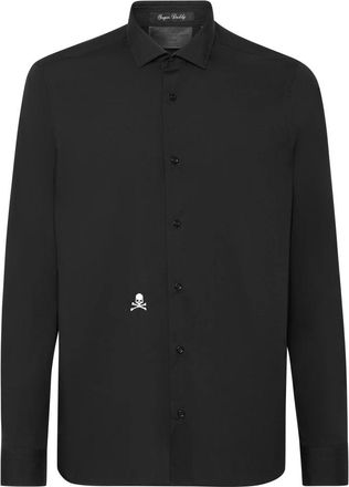 Philipp Plein Overhemden, Heren, Zwart, 2Xl, Katoen, Sugar Daddy Cut LS Skull Shirt