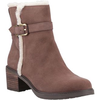 Toms Hailey Buckle Leren Dames Enkellaarsjes in Eikenbruin met Hakken