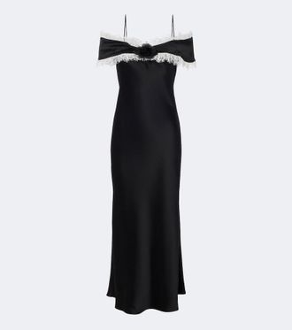 Rodarte Floral-appliqu&eacute; satin midi dress
