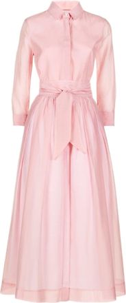 Sara Roka Midi Shirt Dress With Flared Skirt And Fabric Belt