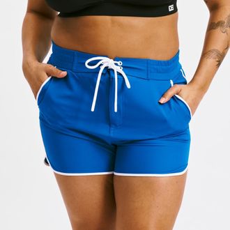 TomboyX High Waist Swim 2.5-Inch Board Shorts in Marina Blue at Nordstrom, Size Xx-Large
