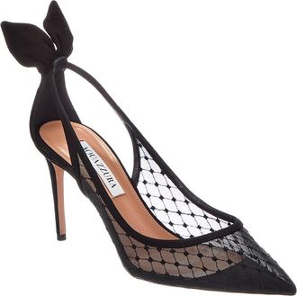 Aquazzura Logo 90 Mesh & Suede Pump